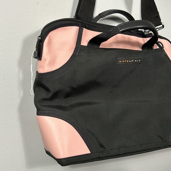 Waterfield by sfdesigns canvas & leather pink black laptop shoulder bag - Picture 4 of 17